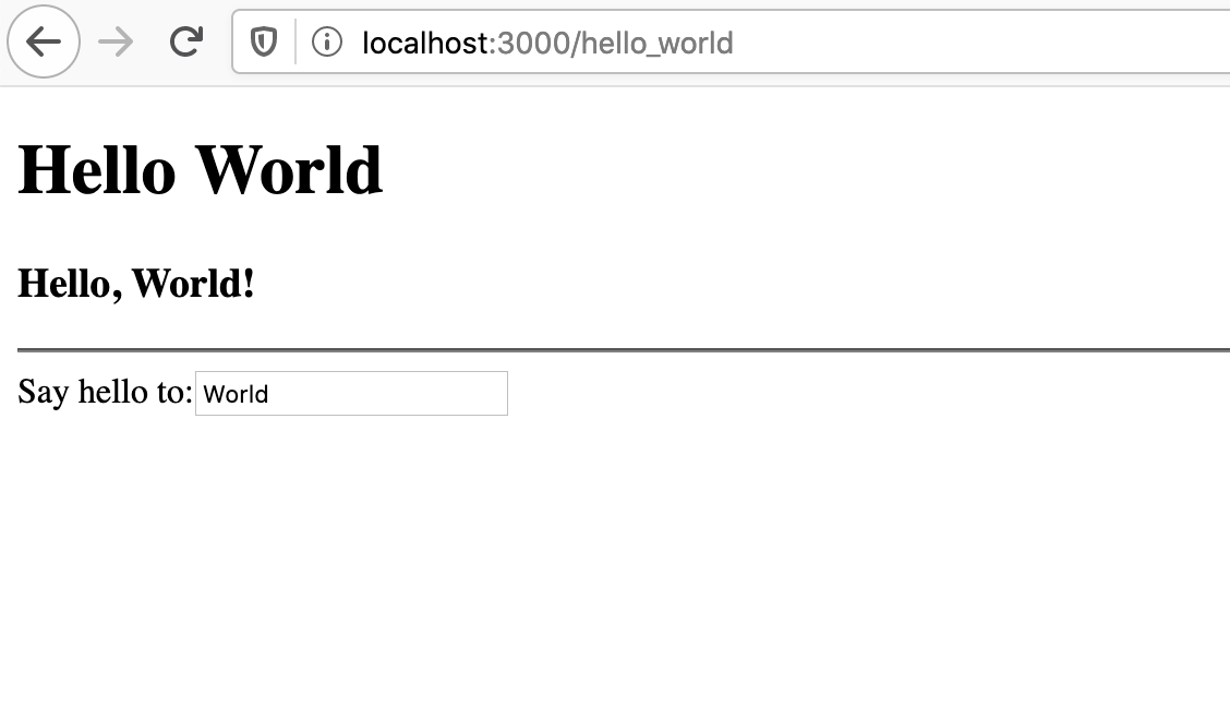 React on Rails Hello World Screenshot